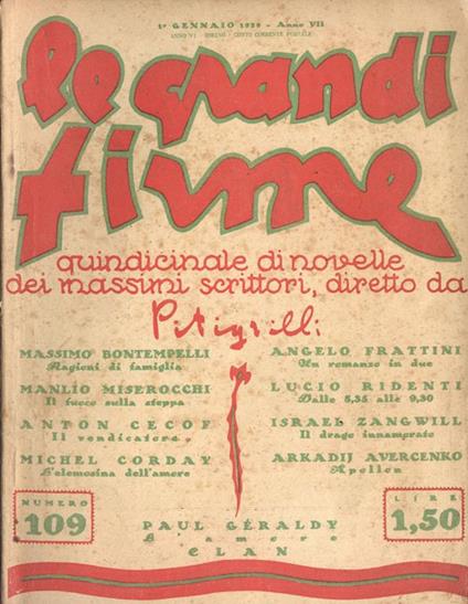 Le grandi firme Anno VI n. 109. Quindicinale di novelle dei massimi scrittori diretto da Pitigrilli - copertina