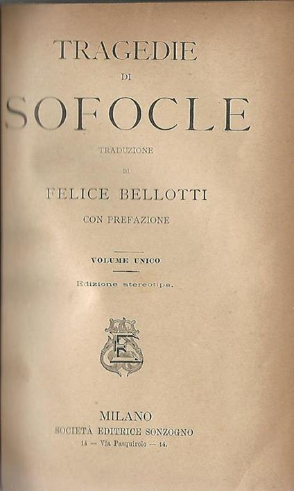 Tragedie di Sofocle - Sofocle - copertina