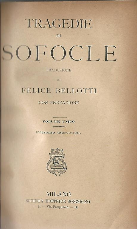 Tragedie di Sofocle - Sofocle - copertina