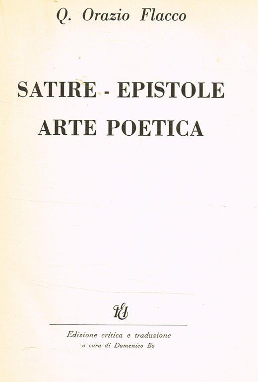 Satire Epistole Arte Poetica - Q. Flacco Orazio - copertina