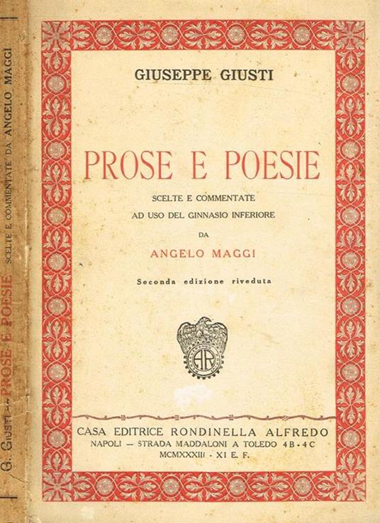 Prose E Poesie - Giuseppe Giusti - copertina