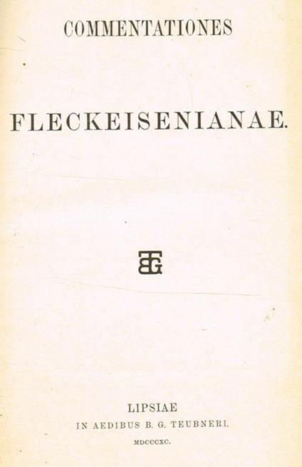 Commentationes Fleckeisenianae - Alfred Fleckeisen - copertina