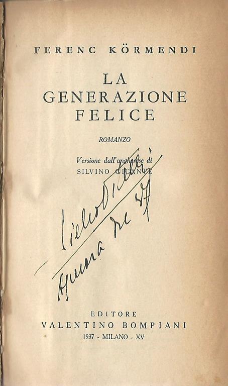 La generazione felice - Ferenc Kormendi - copertina