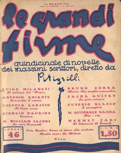 Le grandi firme Anno III n. 46. Quindicinale di novelle dei massimi scrittori diretto da Pitigrilli - copertina