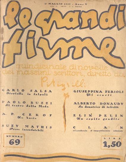 Le grandi firme Anno V n. 69. Quindicinale di novelle dei massimi scrittori diretto da Pitigrilli - copertina