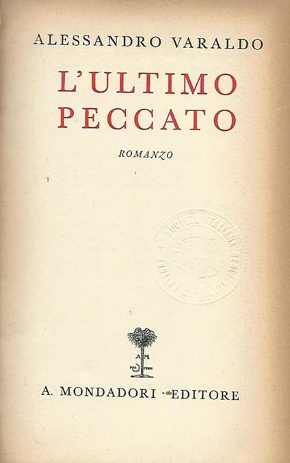 L' ultimo peccato - Alessandro Varaldo - copertina