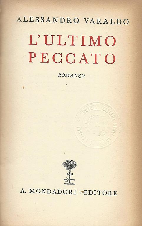 L' ultimo peccato - Alessandro Varaldo - copertina