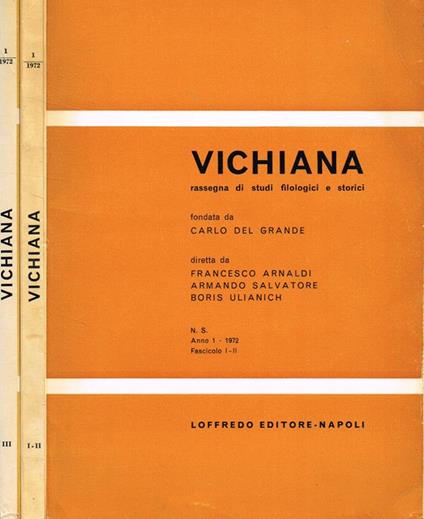 Vichiana N.S. Anno 1 Fasc.I/Ii Iii. Rassegna Di Studi Filologici E Storici - copertina