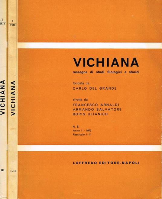 Vichiana N.S. Anno 1 Fasc.I/Ii Iii. Rassegna Di Studi Filologici E Storici - copertina