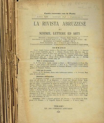 Rivista Abruzzese Di Scienze, Lettere Ed Arti - copertina
