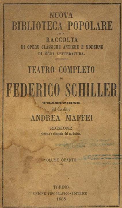 Teatro Completo Vol. Iv - Friedrich Schiller - copertina