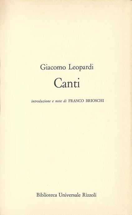 Canti - Giacomo Leopardi - copertina