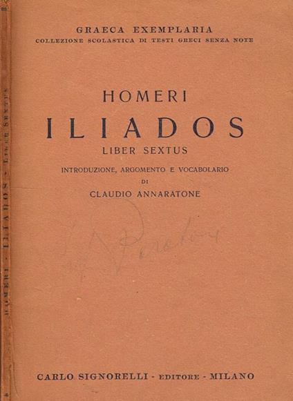 Iliados Liber Sextus - Omero - copertina