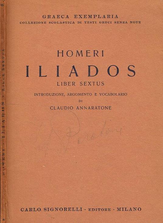 Iliados Liber Sextus - Omero - copertina