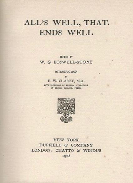All' s Well, That Ends Well - William Shakespeare - copertina