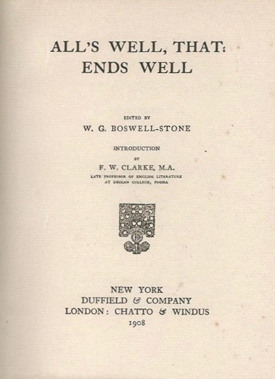 All' s Well, That Ends Well - William Shakespeare - copertina