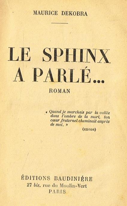 Le Sphinx A Parlè - Maurice Dekobra - copertina