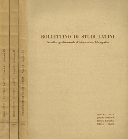 Bollettino Di Studi Latini Anno I. Periodico Quadrimestrale D'Informazione Bibliografica - copertina