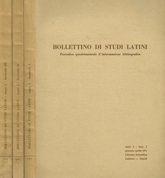 Bollettino Di Studi Latini Anno I. Periodico Quadrimestrale D'Informazione Bibliografica - copertina