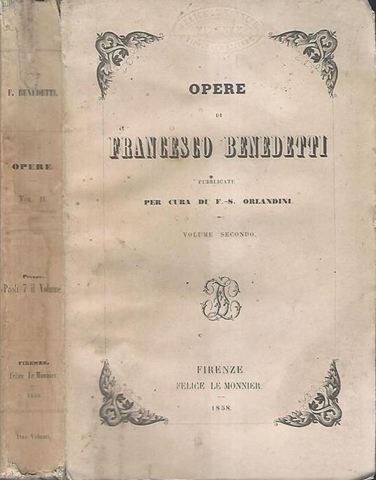 Opere (volume II) - Francesco Benedetti - copertina