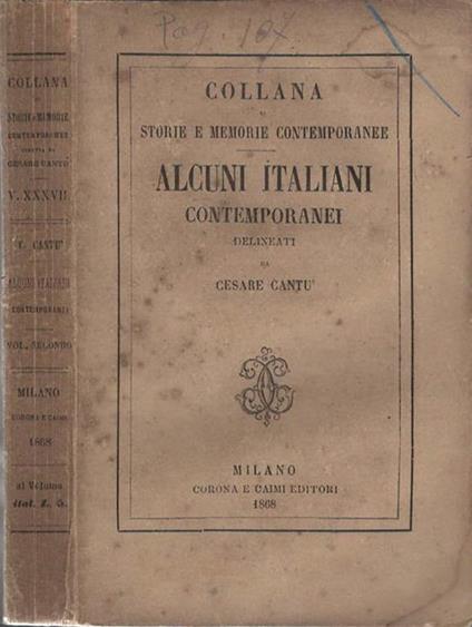 Alcuni italiani contemporanei. Giandomenico Romagnosi - Cesare Cantù - copertina