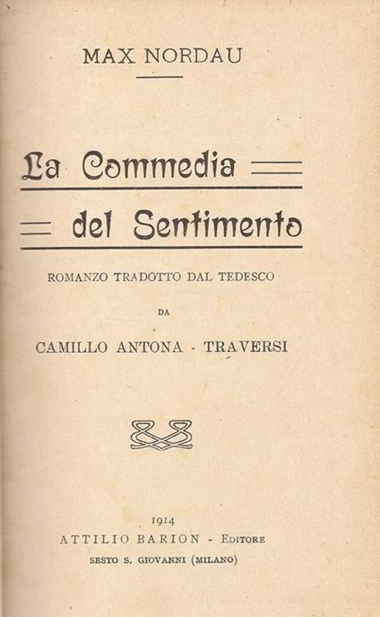 La commedia del Sentimento - Max Nordau - copertina