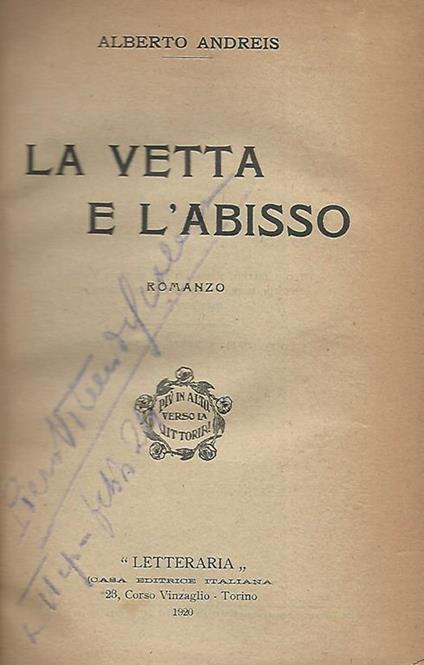 La vetta e l'abisso - Alberto Andreis - copertina