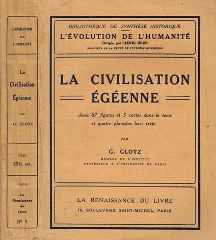 La Civilisation Egeenne - Gustave Glotz - copertina