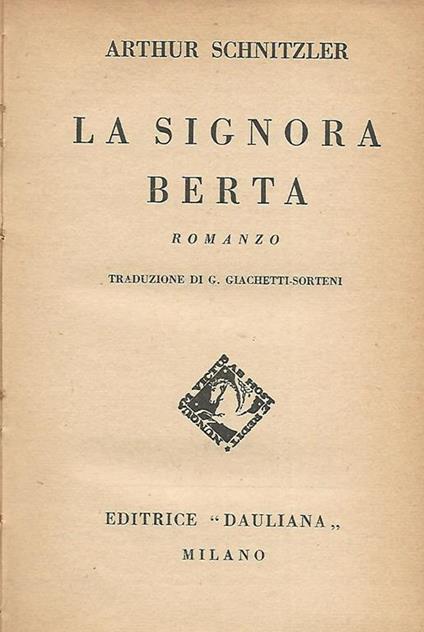 La signora Berta - Arthur Schnitzler - copertina