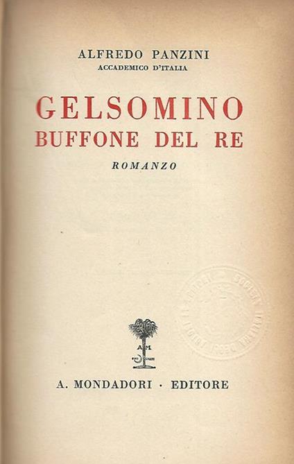 Gelsomino buffone del re - Alfredo Panzini - copertina