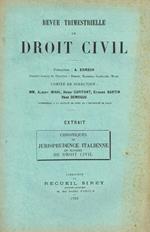 Revue Trimestrielle De Droit Civil. Extrait Chronique De Jurisprudence Italienne En Matiere De Droit Civil