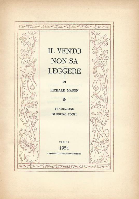 Il vento non sa leggere - Richard Mason - copertina
