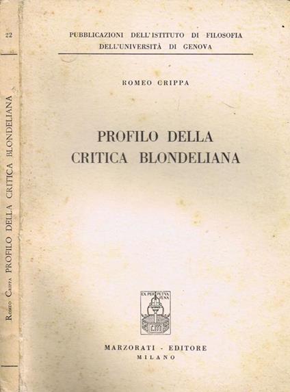 Profilo della Critica Blondeliana - Romeo Crippa - copertina