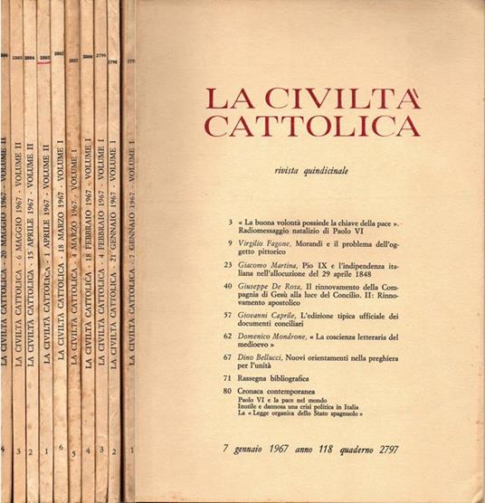 La civiltà cattolica - 1967. Rivista quindicinale - copertina