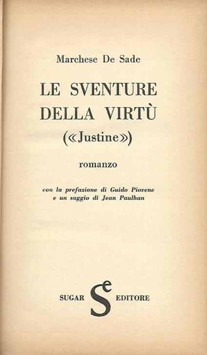 Le sventure della virtù. (Justine) - François de Sade - copertina