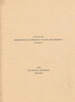 Discipline Classiche E Nuova Secondaria Volume I. Estratto