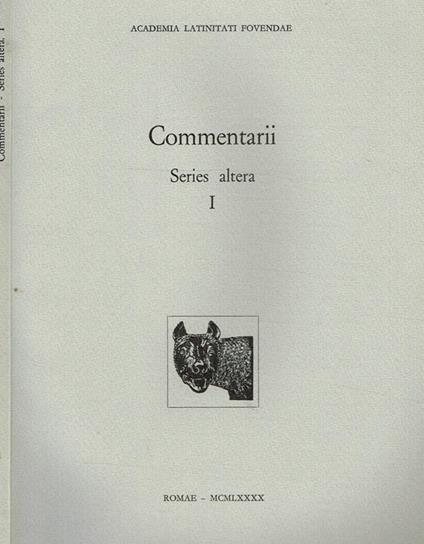 Commentarii. Series Altera N.I - copertina