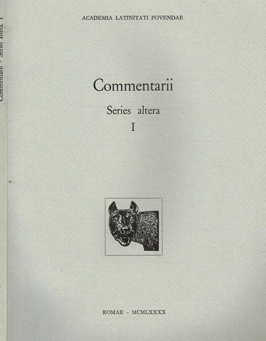 Commentarii. Series Altera N.I - copertina