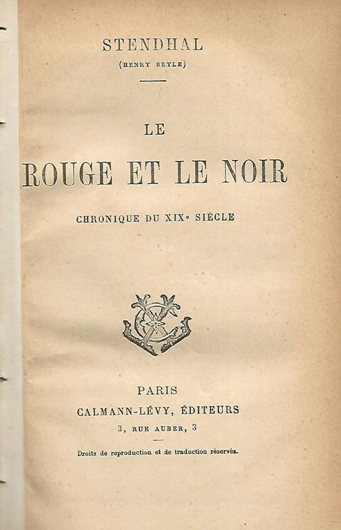 Le rouge et le noir. Chronique di XIXe siecle - Stendhal - copertina