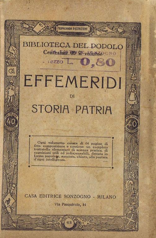 Effemeridi di Storia Patria - copertina