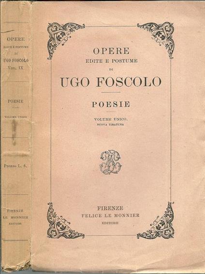 Opere Edite E Postume Di Ugo Foscolo - copertina