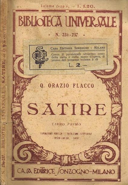 Satire (Libro Primo) - Q. Flacco Orazio - copertina