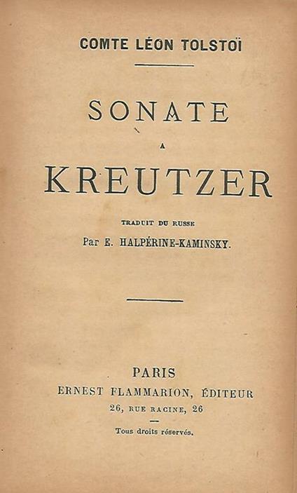 Sonate a Kreutzer - Lev Tolstoj - copertina