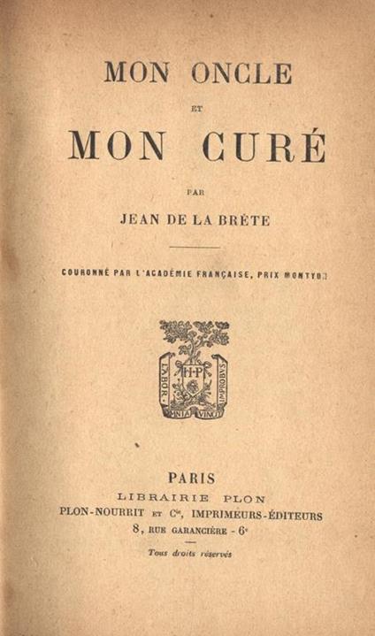 Mon oncle et mon curè - copertina