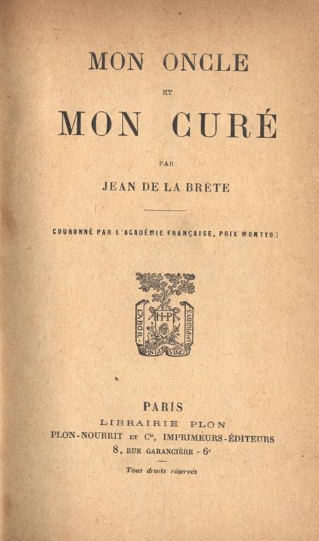 Mon oncle et mon curè - copertina