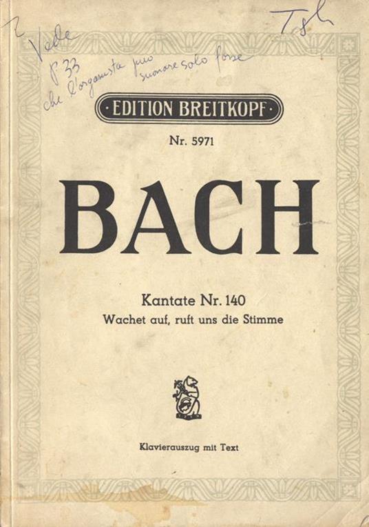 Kantate nr. 140. Wachet auf, ruft uns die stimme - copertina