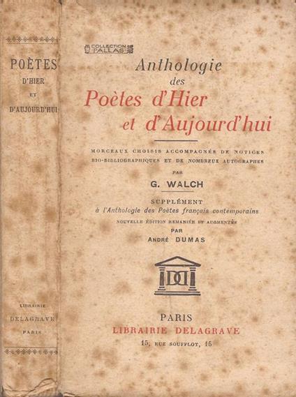 Anthologie des Poètes d’hier et d’aujourd’hui - Gerard Walch - copertina