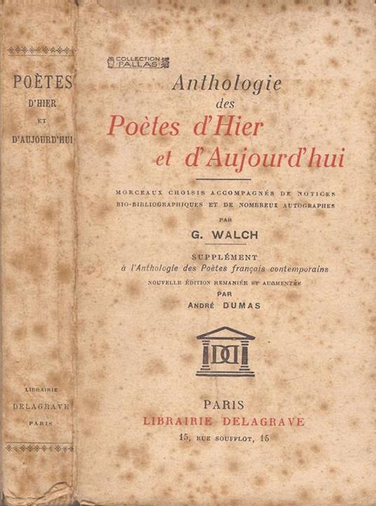 Anthologie des Poètes d’hier et d’aujourd’hui - Gerard Walch - copertina