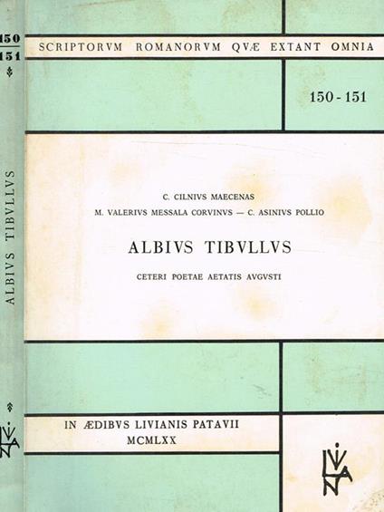Ceteri Poetae Aetatis Augusti - Albius Tibullus - copertina