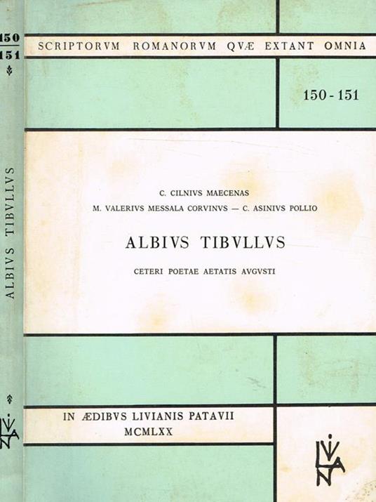 Ceteri Poetae Aetatis Augusti - Albius Tibullus - copertina